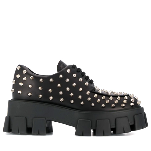 Platform Studded Shoes - Bleu